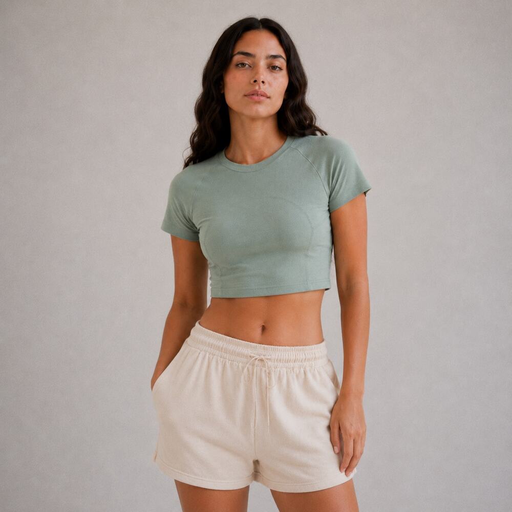 Lululemon Swiftly Tech Crop Top Womens 6 Green Crewneck Short Sleeve - Picture 1 of 6